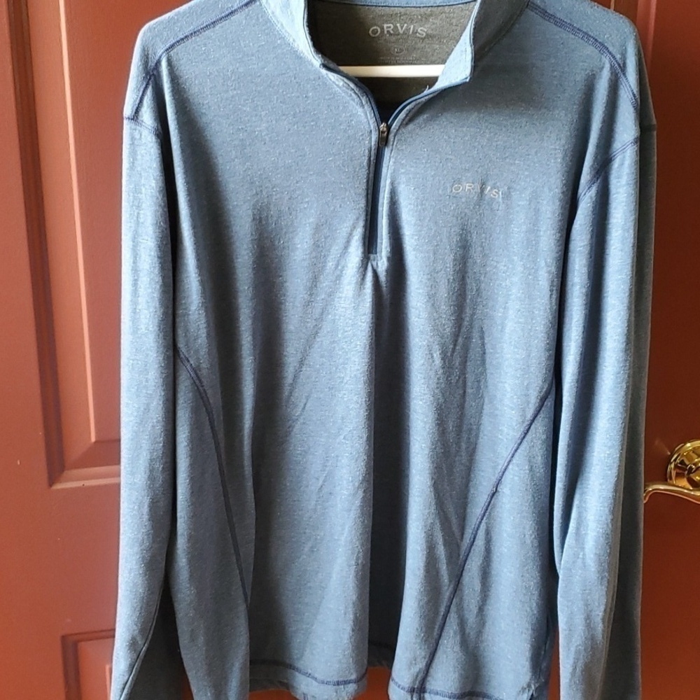 Orvis teal blue Long sleeve 1/4 zip lightweight pullover top